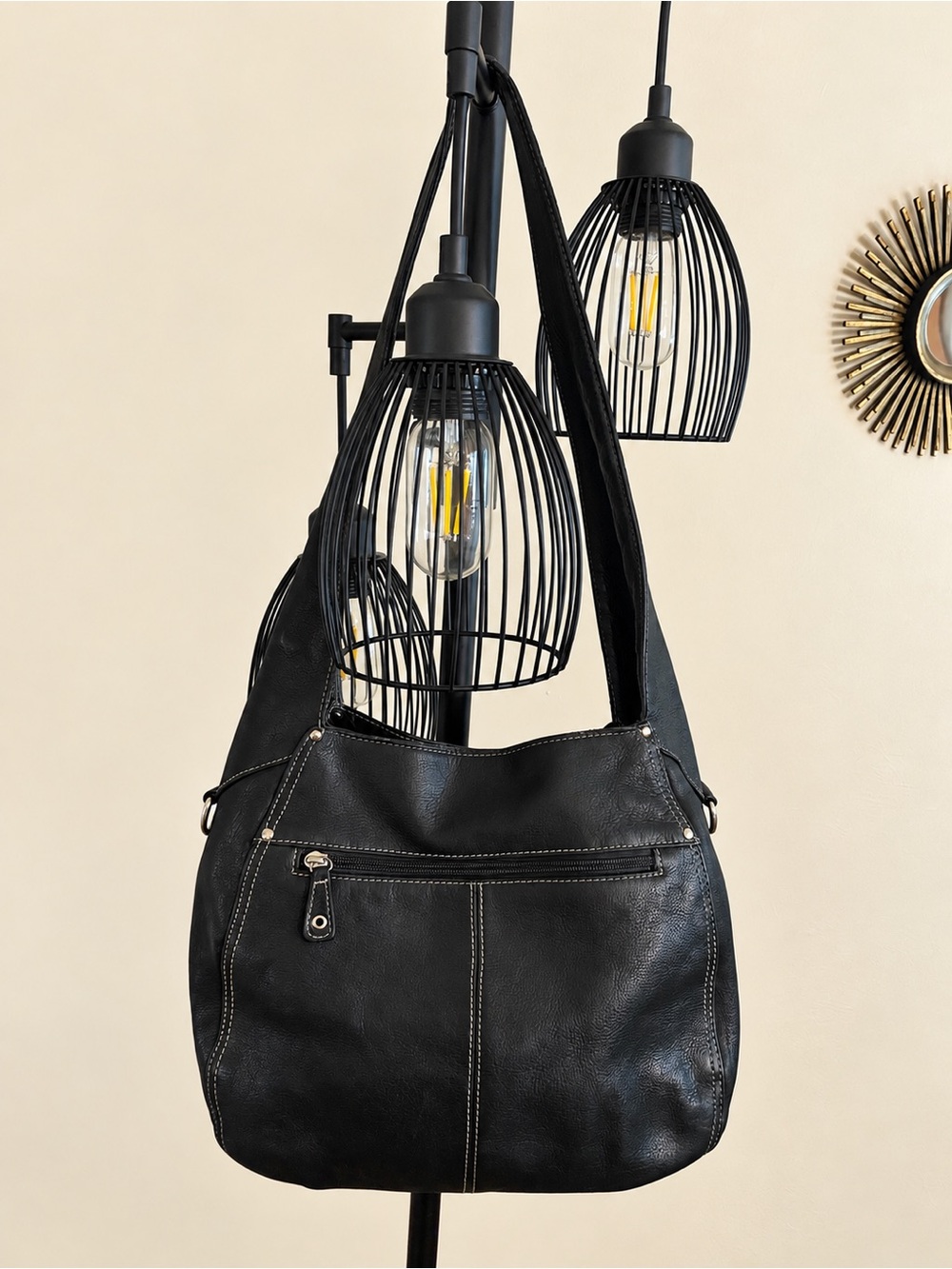 Vintage Tignanello Genuine Leather Black Hobo Shoulder Bag Y2K